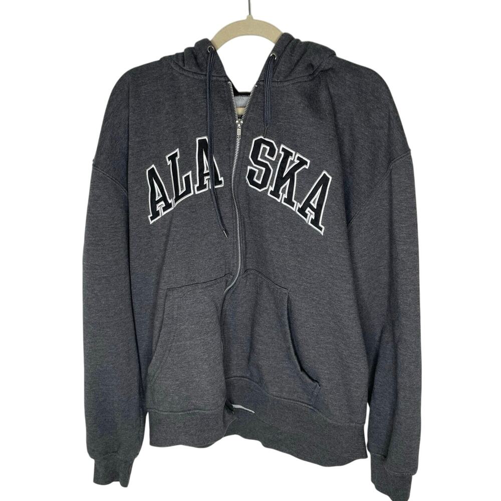 Alaska Gray Zip Up Jacket Unisex size xlarge Patch Jacket Soft and Comfy Travel